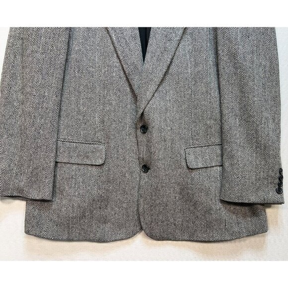 Hil & Archer Mens Wool Herringbone Blazer Coat Jacket 44R Gray Formal Classic - Picture 6 of 13